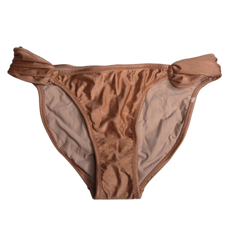 Aqua Swim Bikini Bottoms Medium Side Knot Detail Caramel New